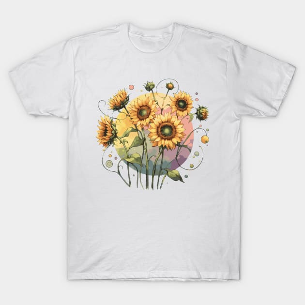 Sunflowers Watercolor T-Shirt by Heartsake